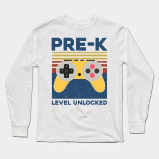 Kids Pre-K Level Unlocked Back To School Video Gamer Long Sleeve T-Shirt